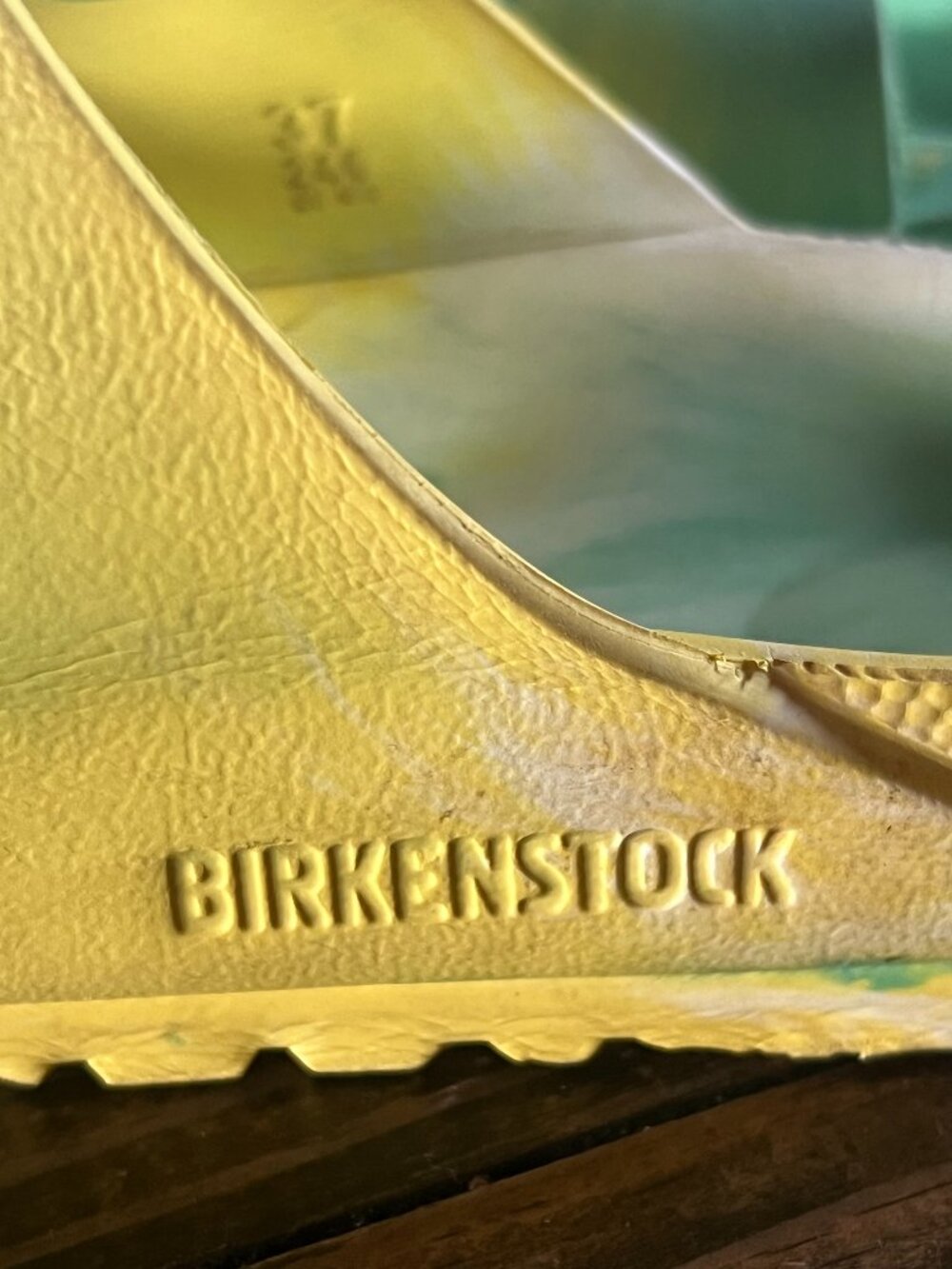 Birkenstock Green Yellow Tie Dye Arizona Lightweight EVA Sandals size 37